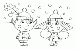 Ben and Holly together as the snow falls