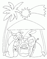 Birth of Jesus in the stable under the Star Comet