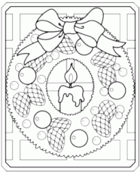 Christmas wreath with bow and candle