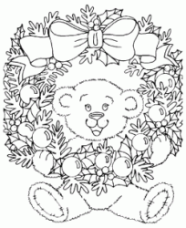 Christmas wreath with teddy bear