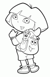 Dora points Backpack and Map