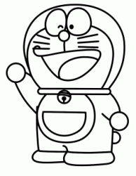 Doraemon is happy and greets with his hand
