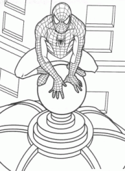Spiderman atop skyscraper