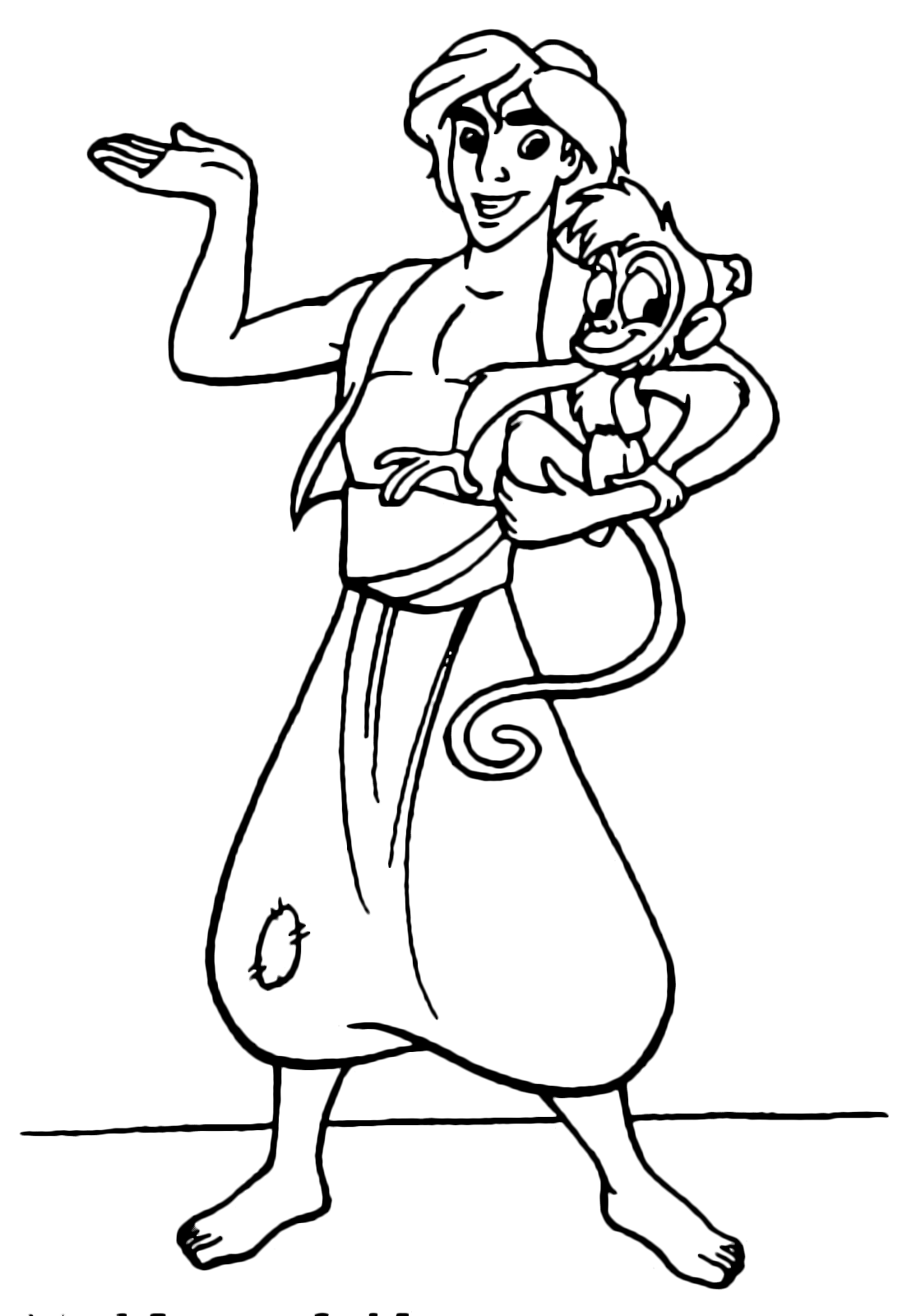 Aladdin - Aladdin holding the little monkey Abu