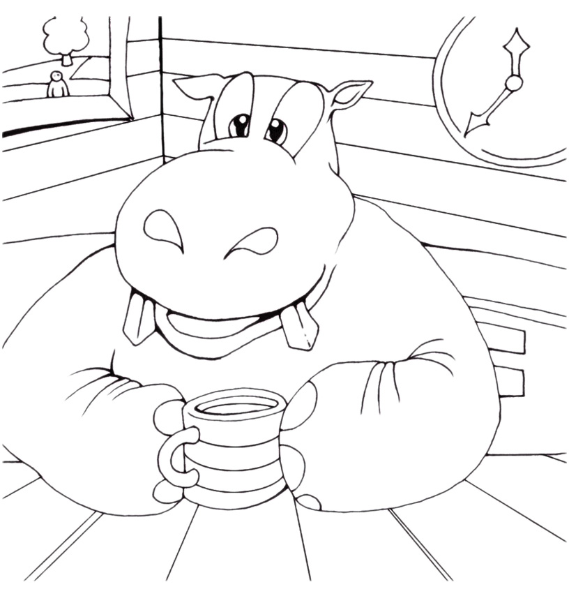 Animals - Hippopotamus drink from the cup