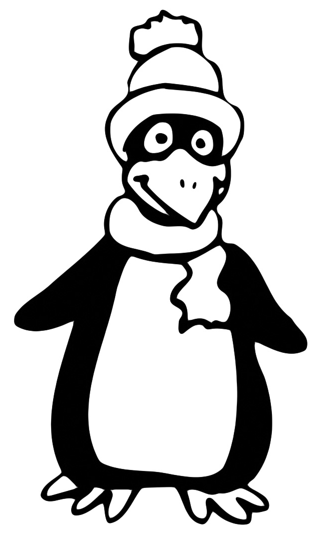 Animals - Penguin with hat and scarf