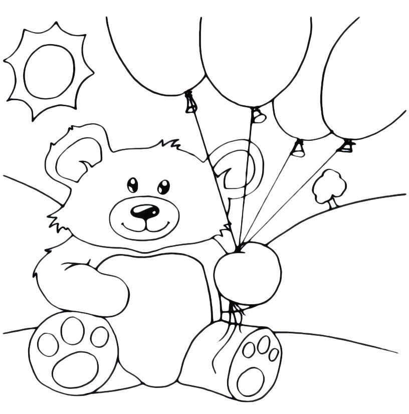 Animals - Teddy bear with balloons