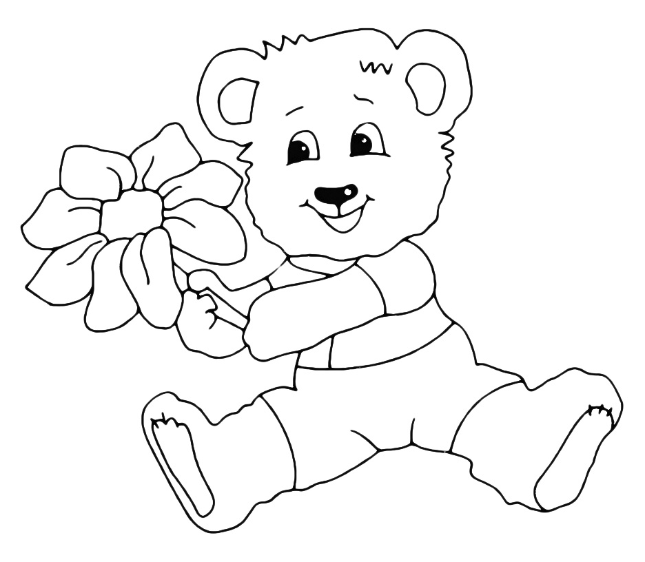 Animals - Teddy bear with flower