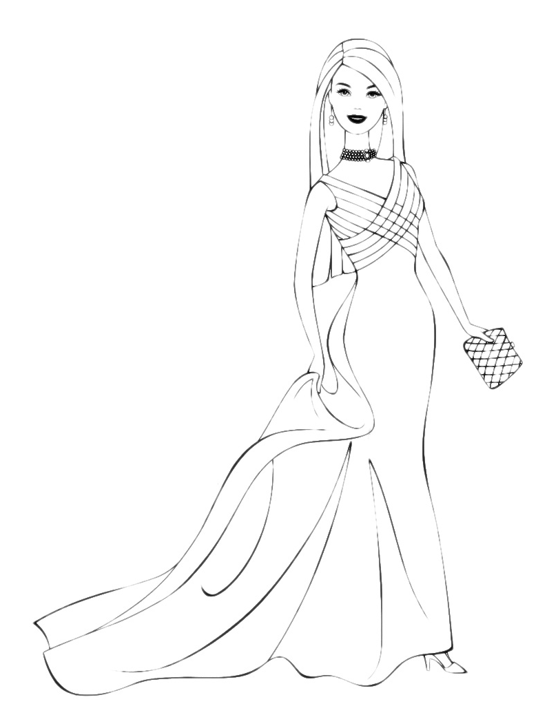 barbie coloring pages fashion dress