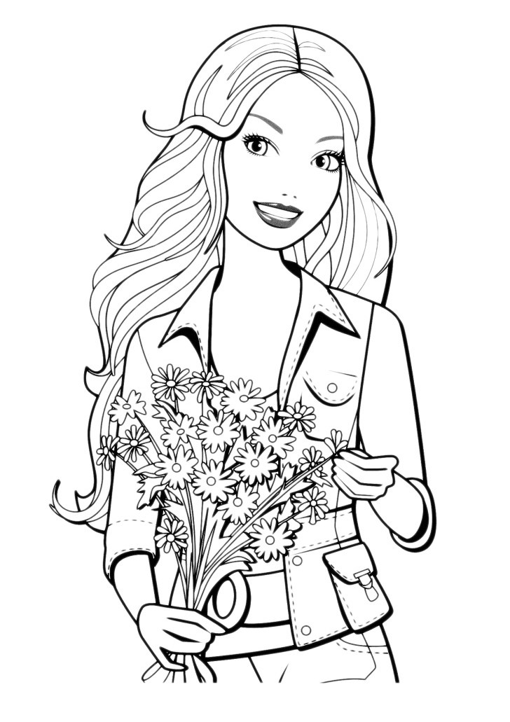 Barbie - Barbie with a bouquet of flowers
