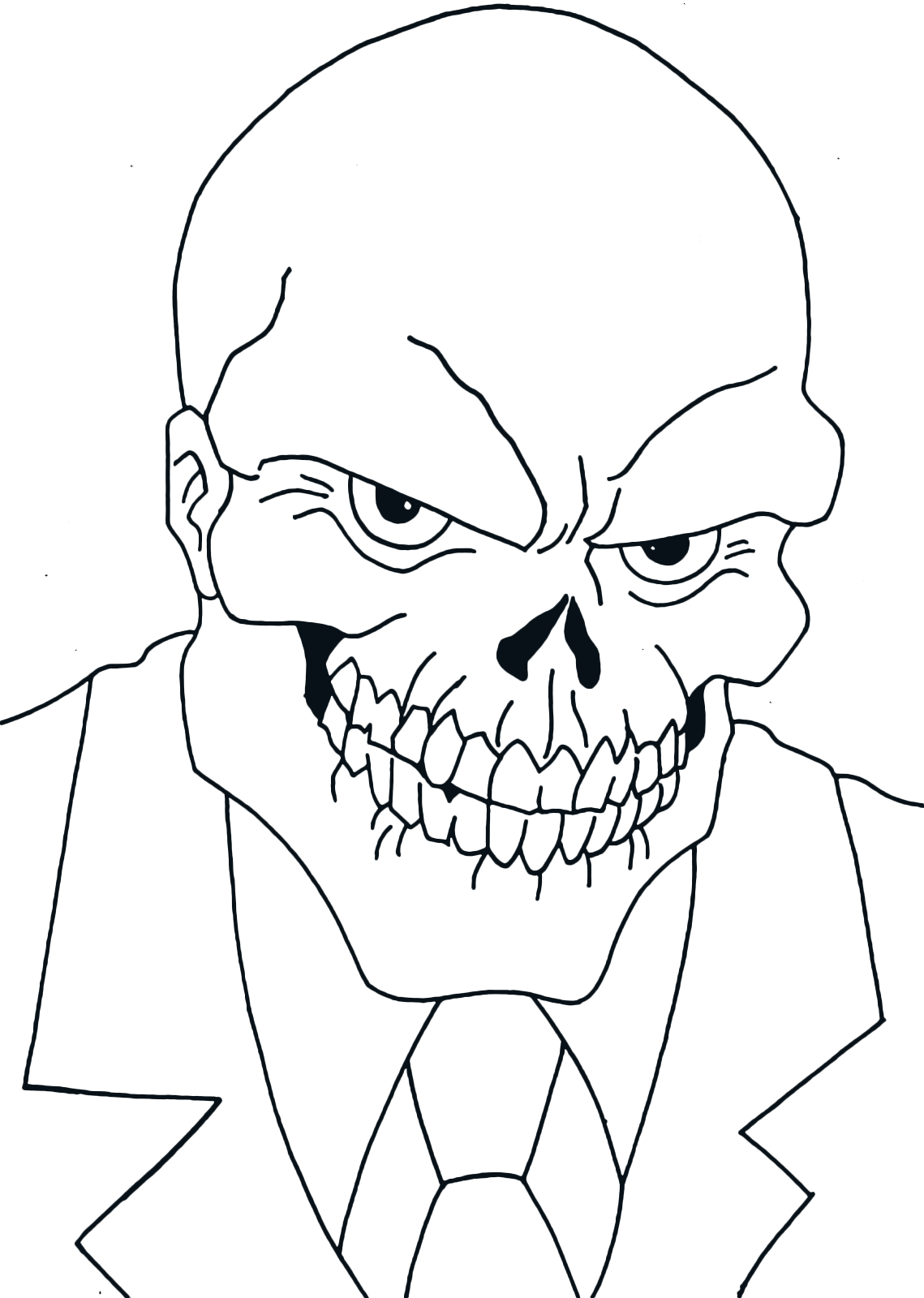 - A close-up the evil Red Skull