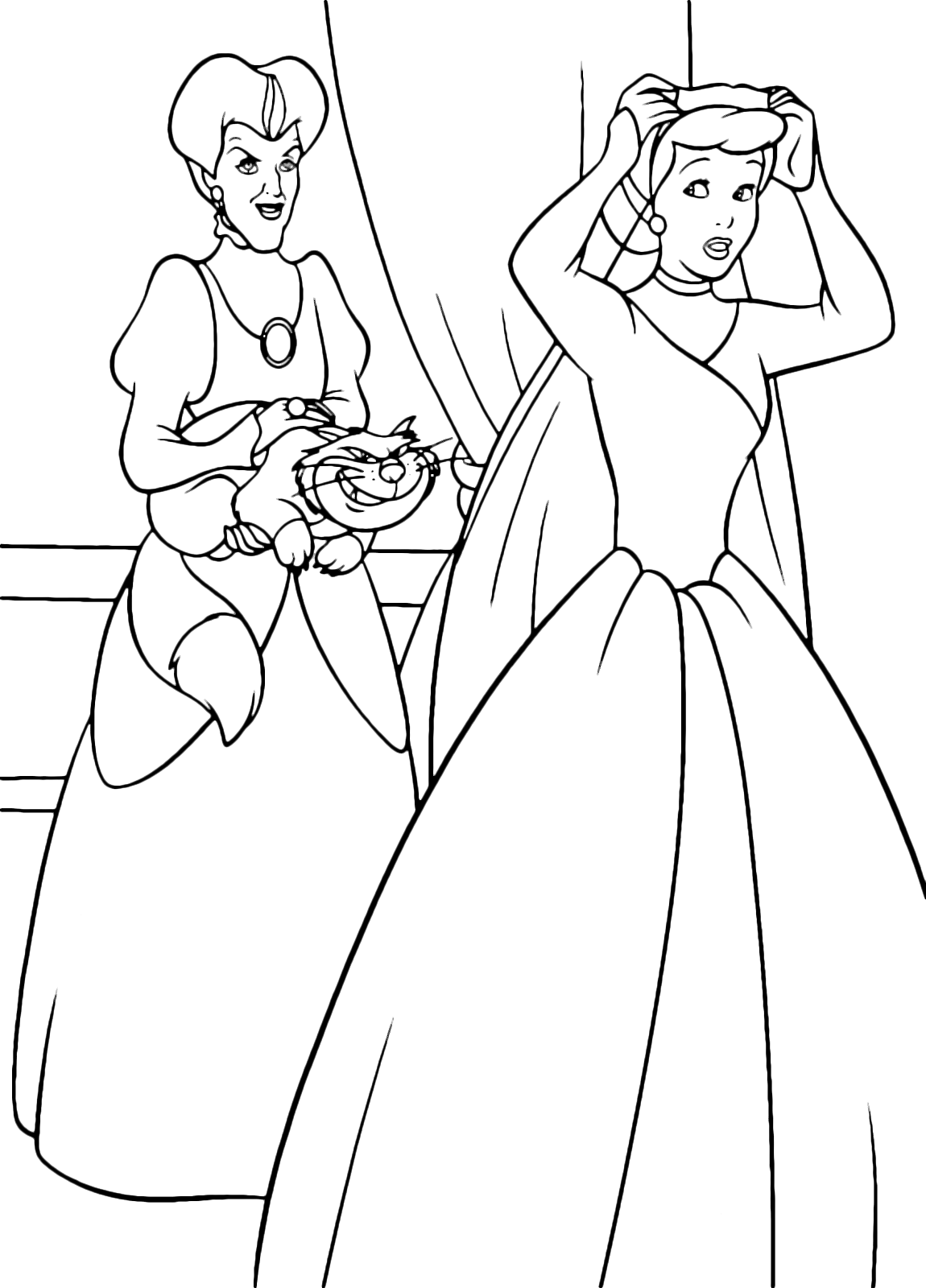 Cinderellas Stepmother And Two Sisters From Cinderella Coloring Page Coloring Page Blog 