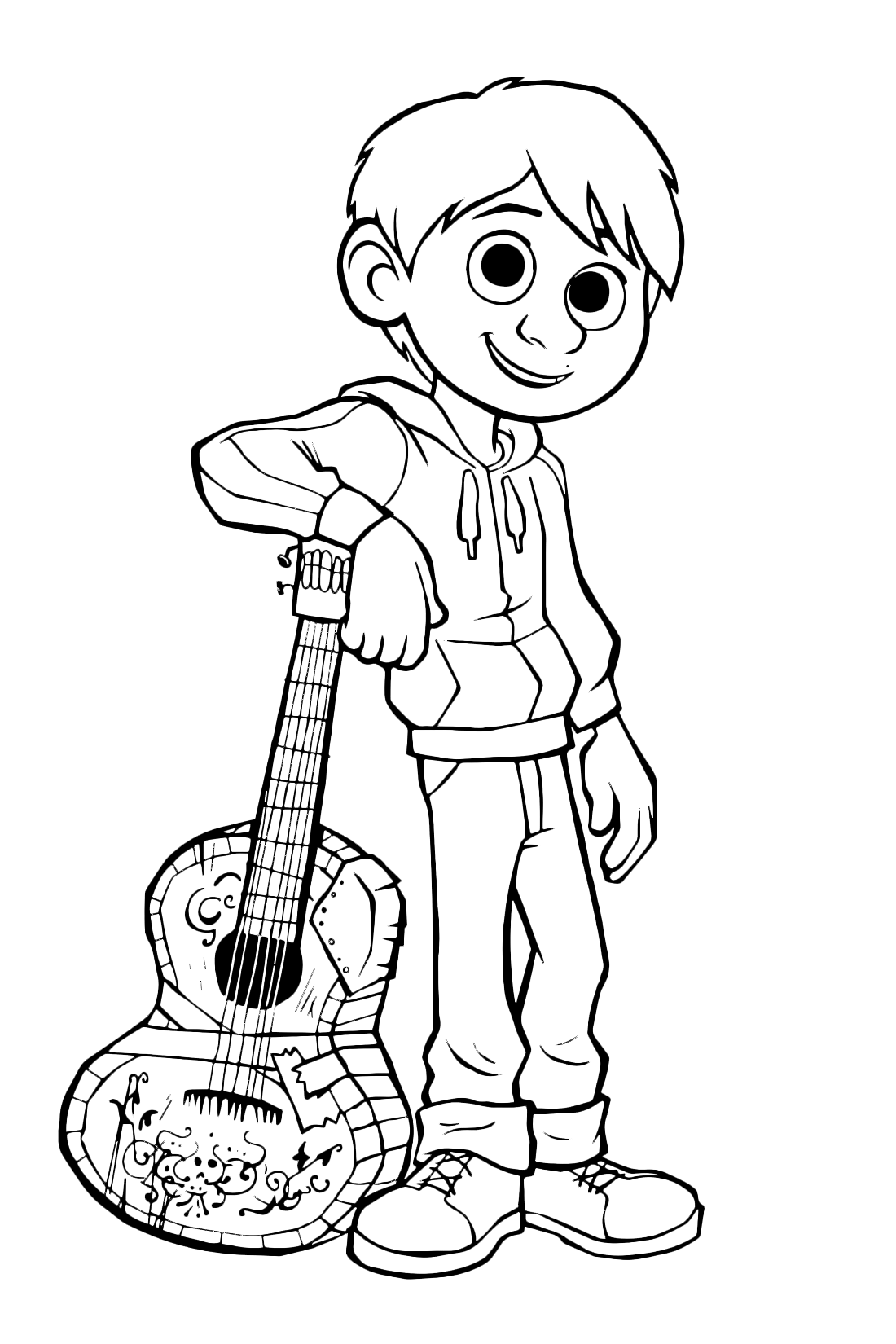 Miguel and his guitar, Coco, Pixel Art Scarf by ideth illustration