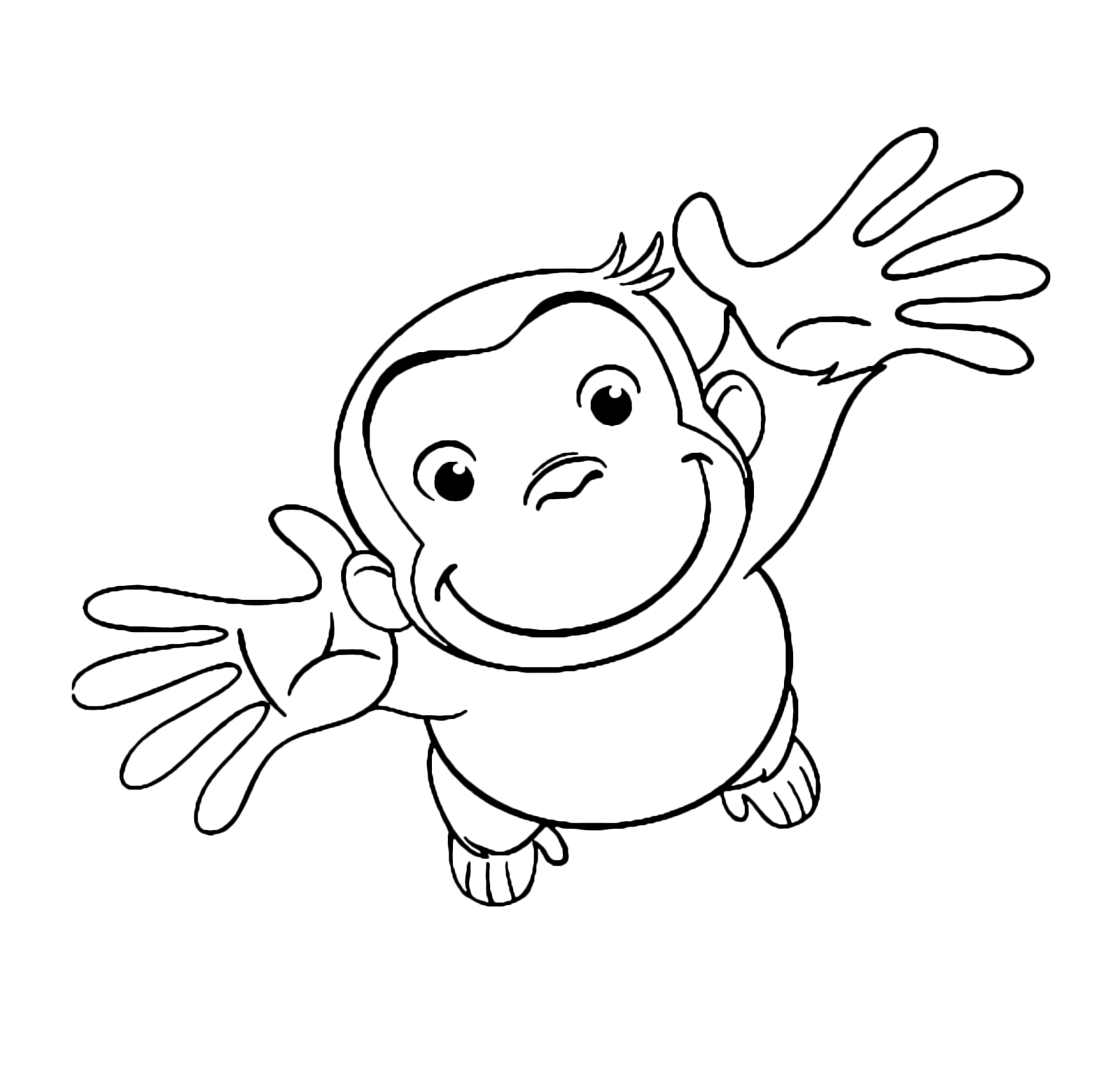 Curious George - George raises his hands to the sky