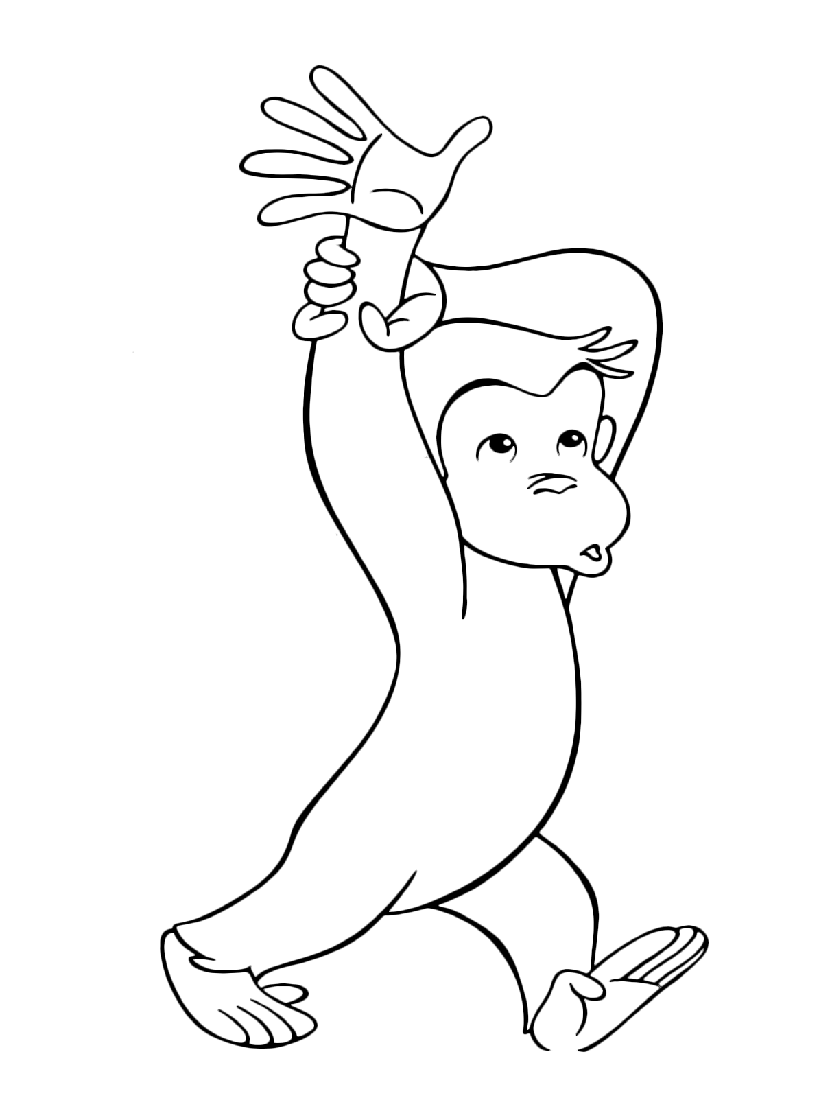 Curious George - George stretches an arm