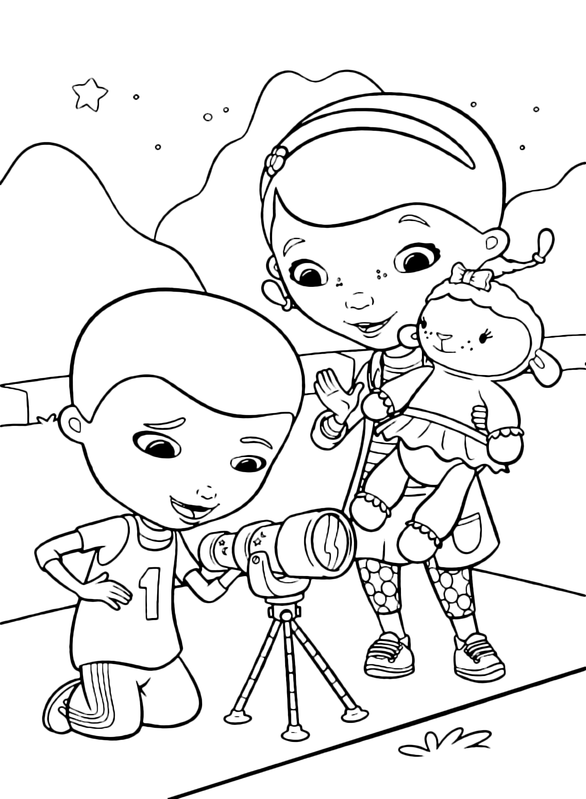 Doc McStuffins - Dotti looks her brother Donny using the telescope Aurora