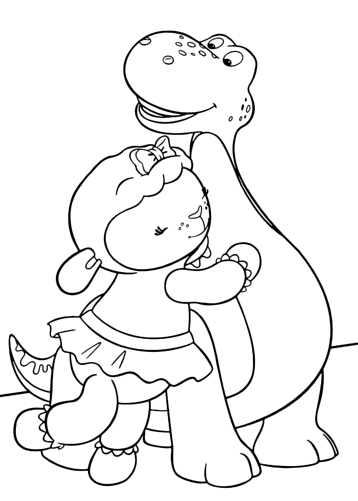 Doc McStuffins - Lambie the lamb hugs her friend Bronty the dinosaur