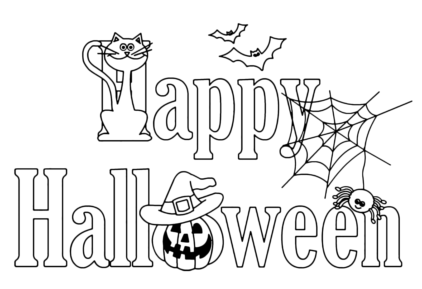 Halloween - Halloween banner with pumpkin cat and spider webs