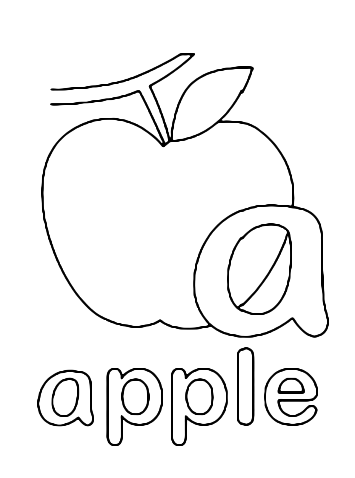 Letters and numbers a for apple lowercase letter