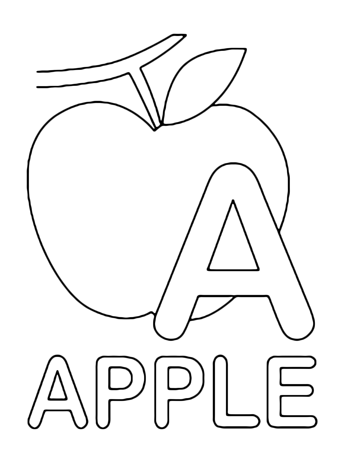 Letters and numbers - A for apple uppercase letter