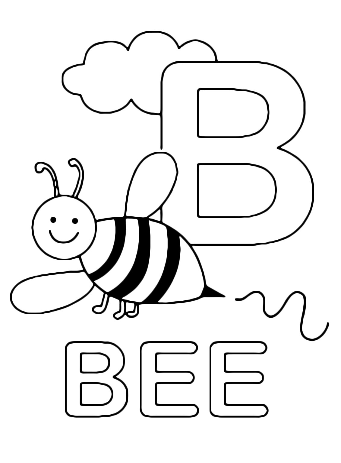 Letters and numbers - B for bee uppercase letter