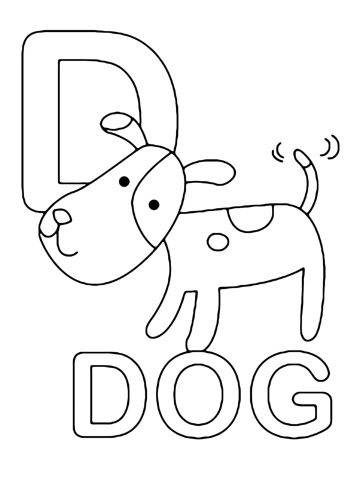 Letters and numbers - D for dog uppercase letter