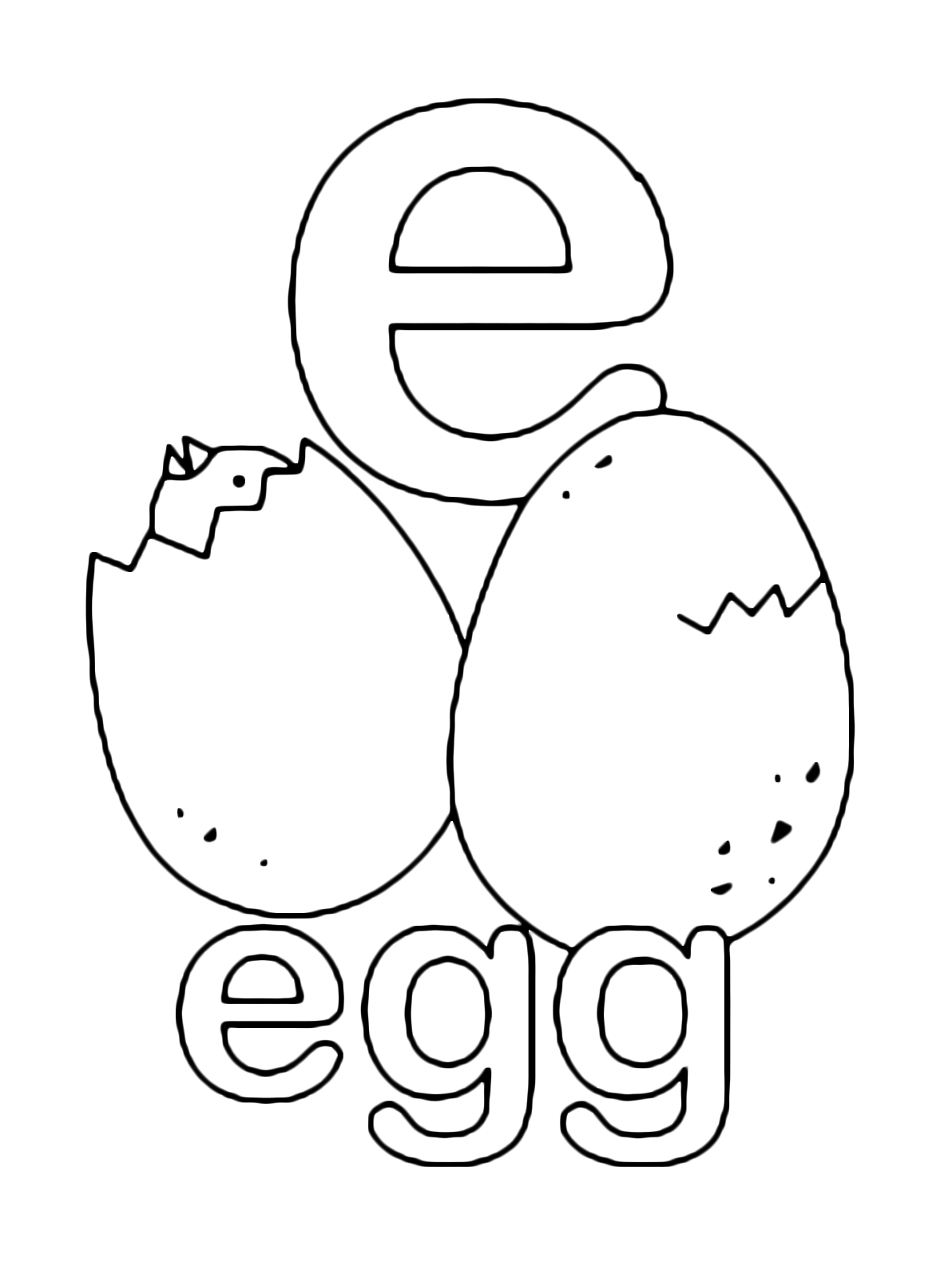 Letters and numbers - e for egg lowercase letter