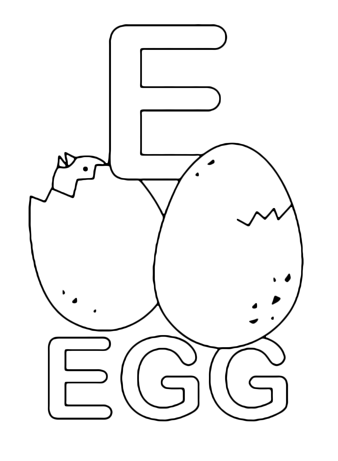 Letters and numbers - E for egg uppercase letter