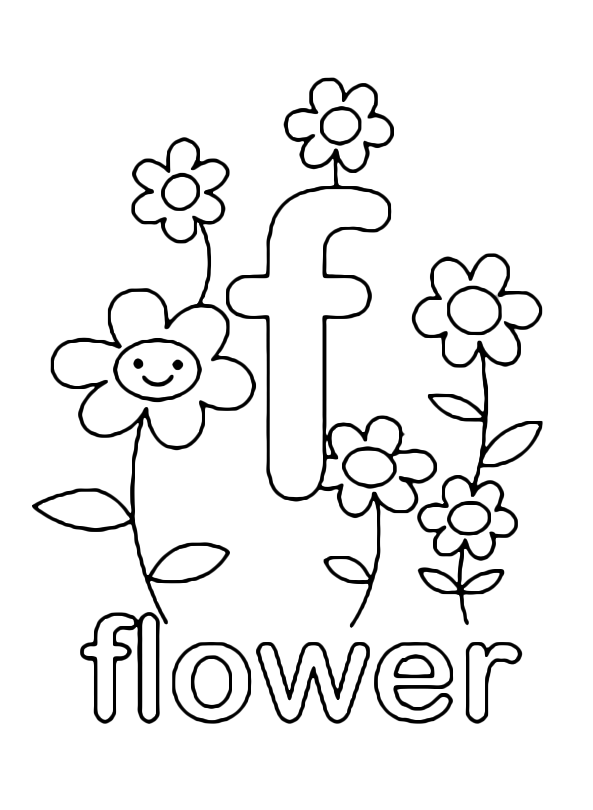 Letters and numbers - f for flower lowercase letter