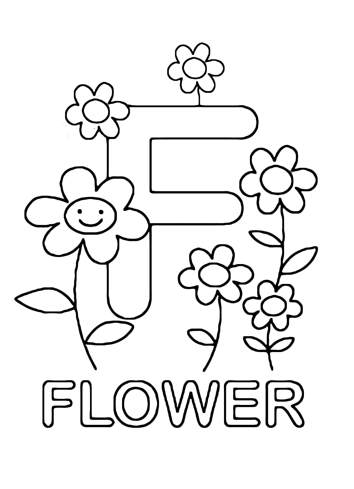 Letters and numbers - F for flower uppercase letter