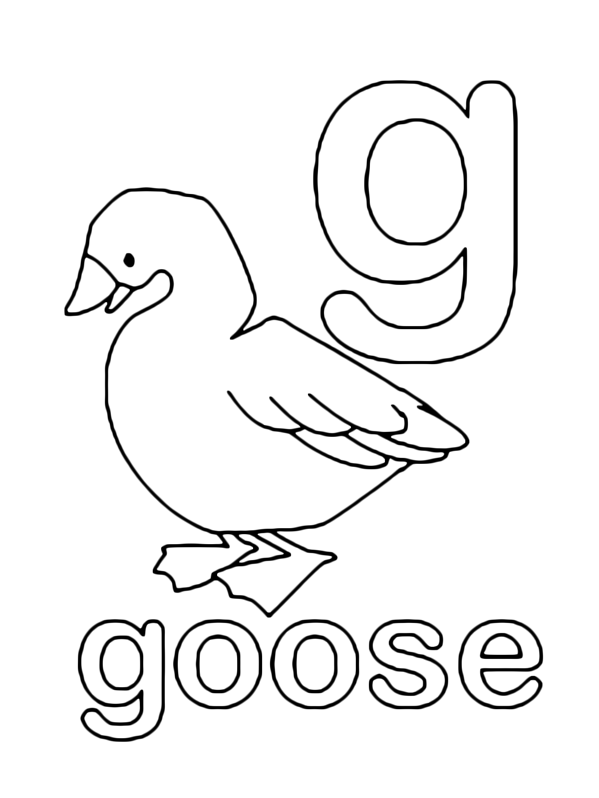 Letters and numbers - g for goose lowercase letter