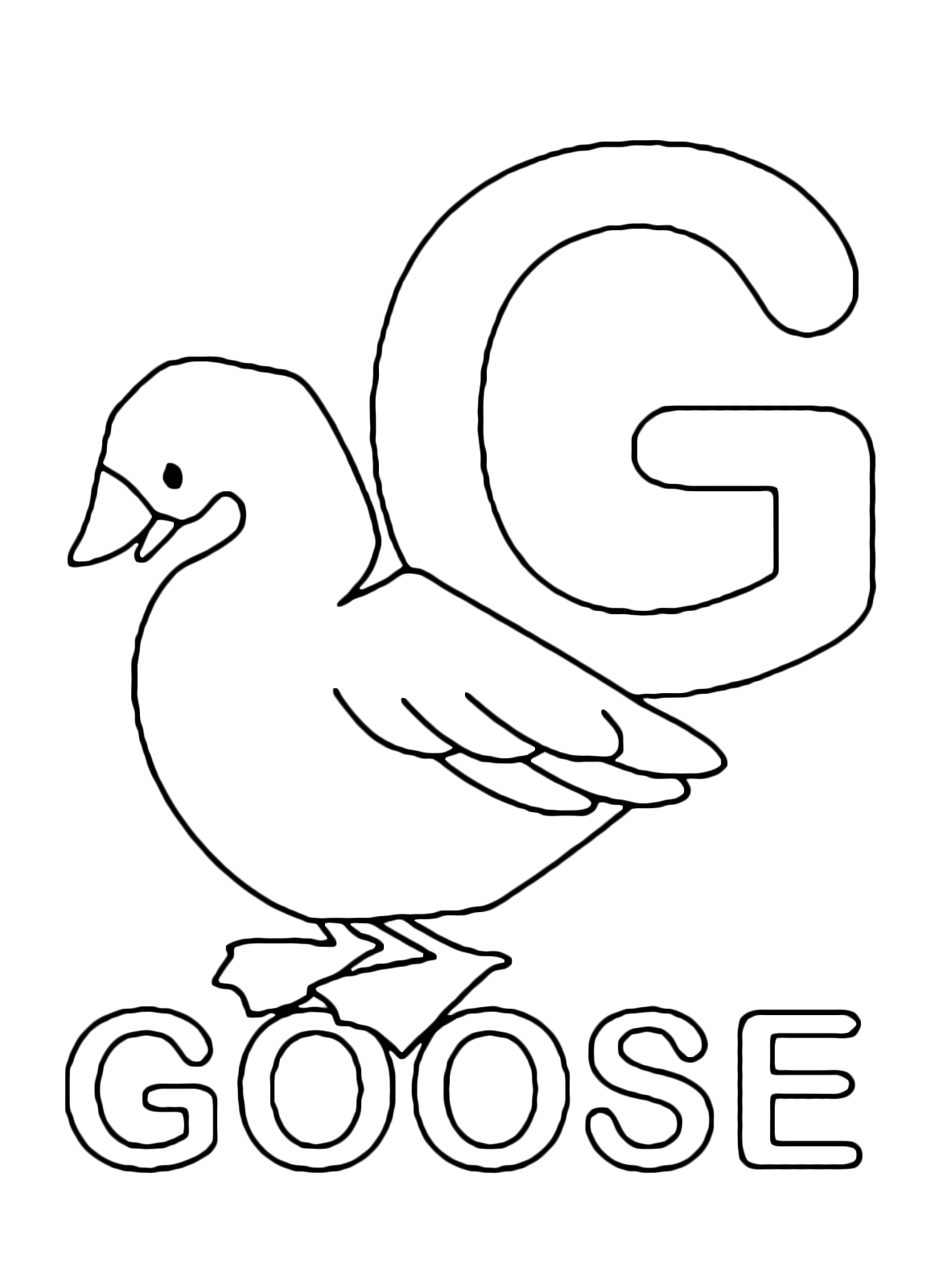 Letters and numbers - G for goose uppercase letter