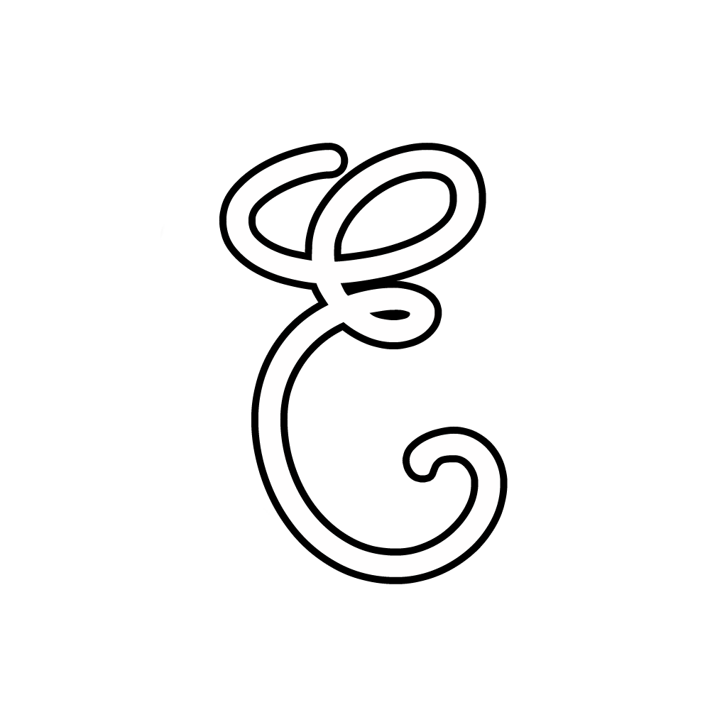 Letters and numbers - Cursive uppercase letter E