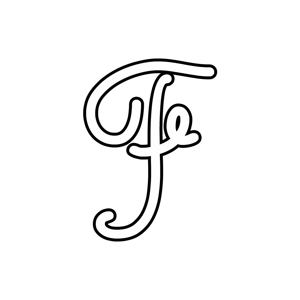 Letters and numbers - Cursive uppercase letter F