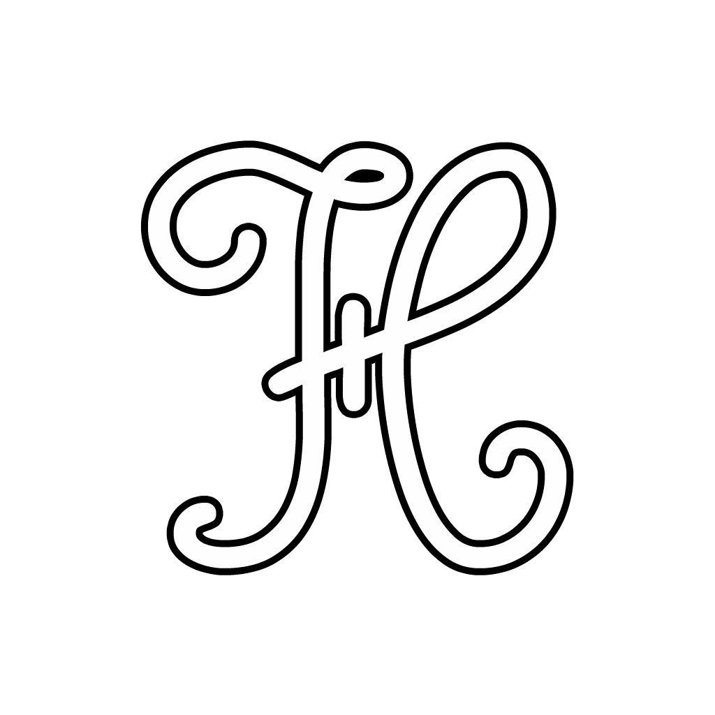 Letters and numbers - Cursive uppercase letter H