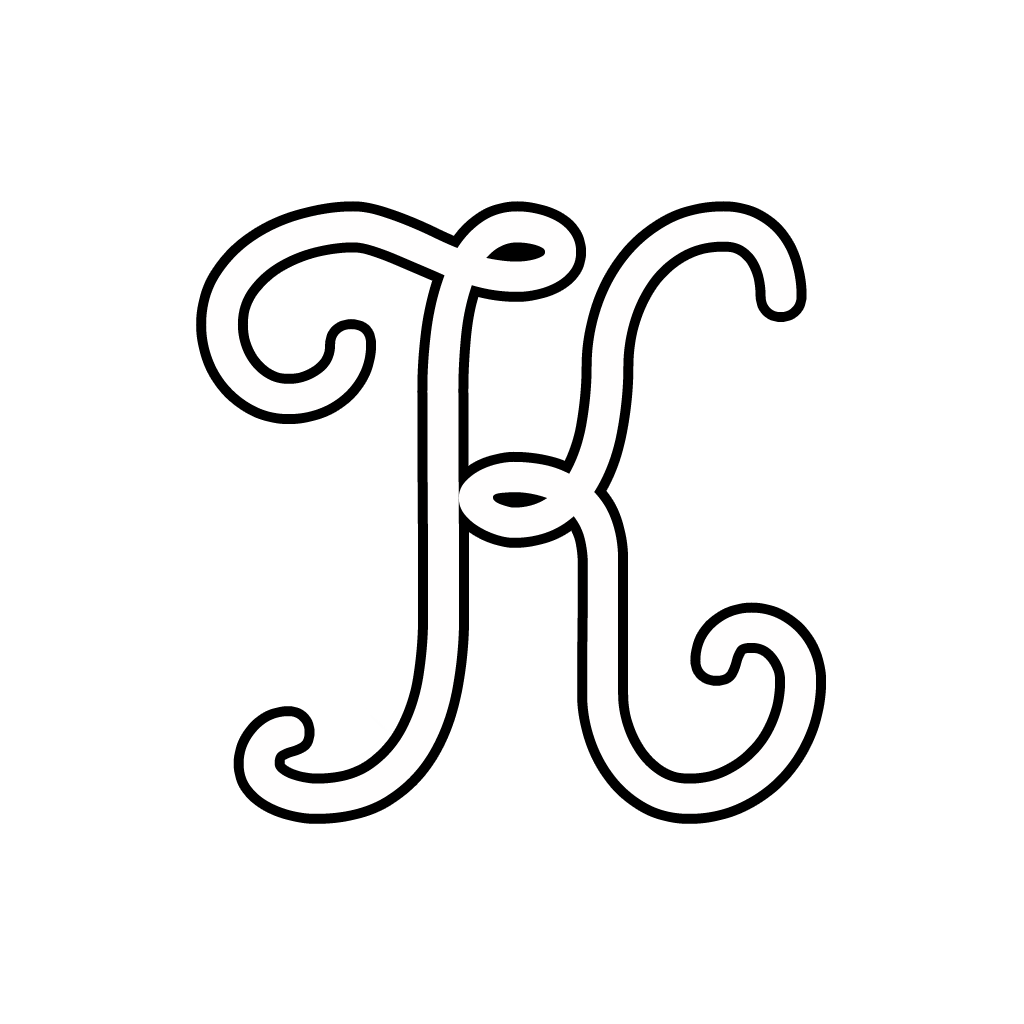 Letters and numbers - Cursive uppercase letter K