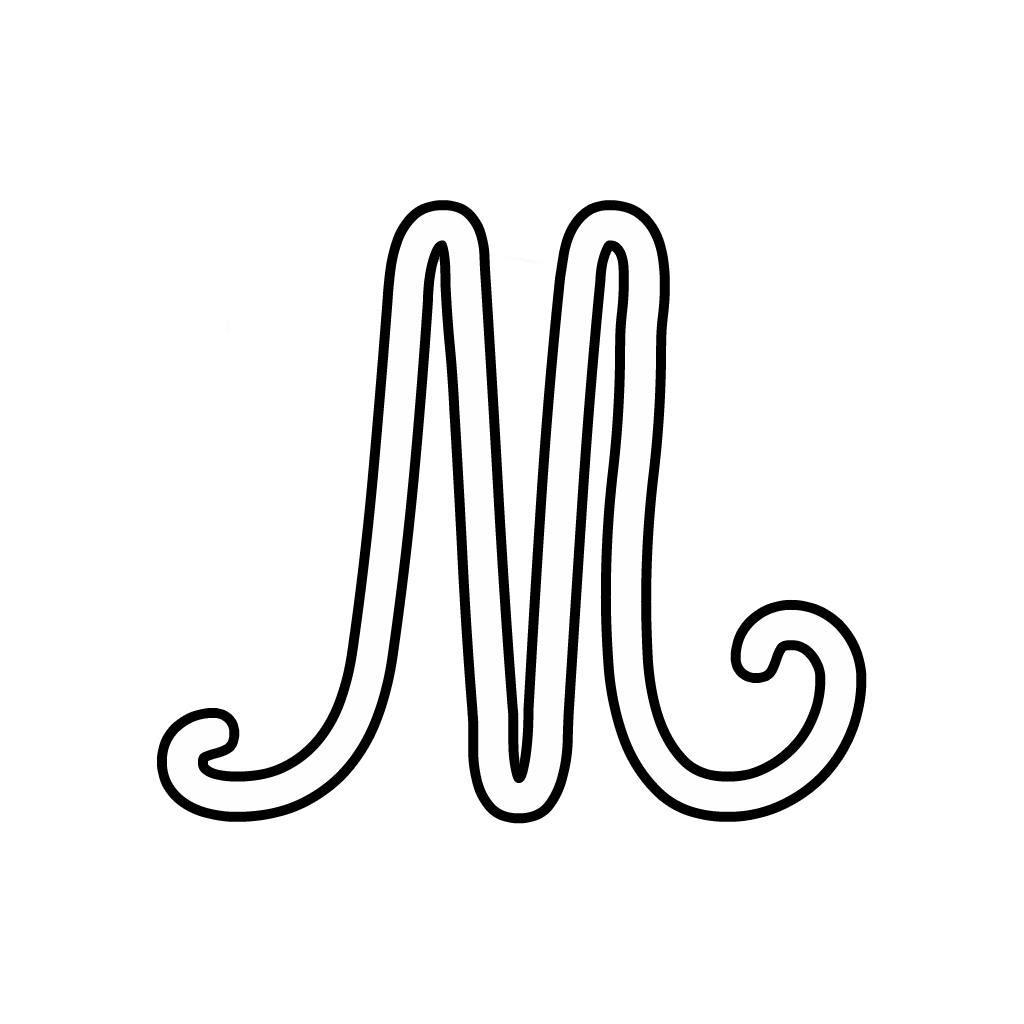 Letters and numbers - Cursive uppercase letter M