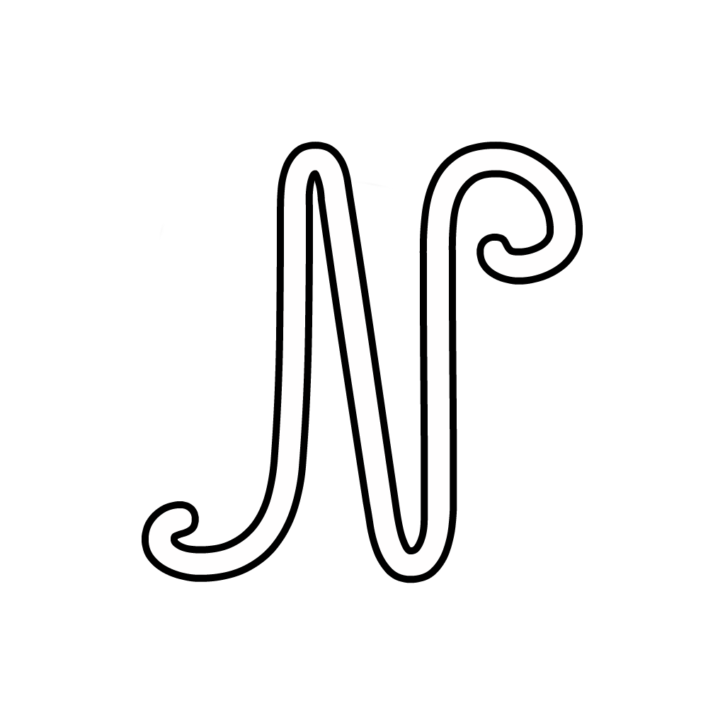 Letters and numbers - Cursive uppercase letter N