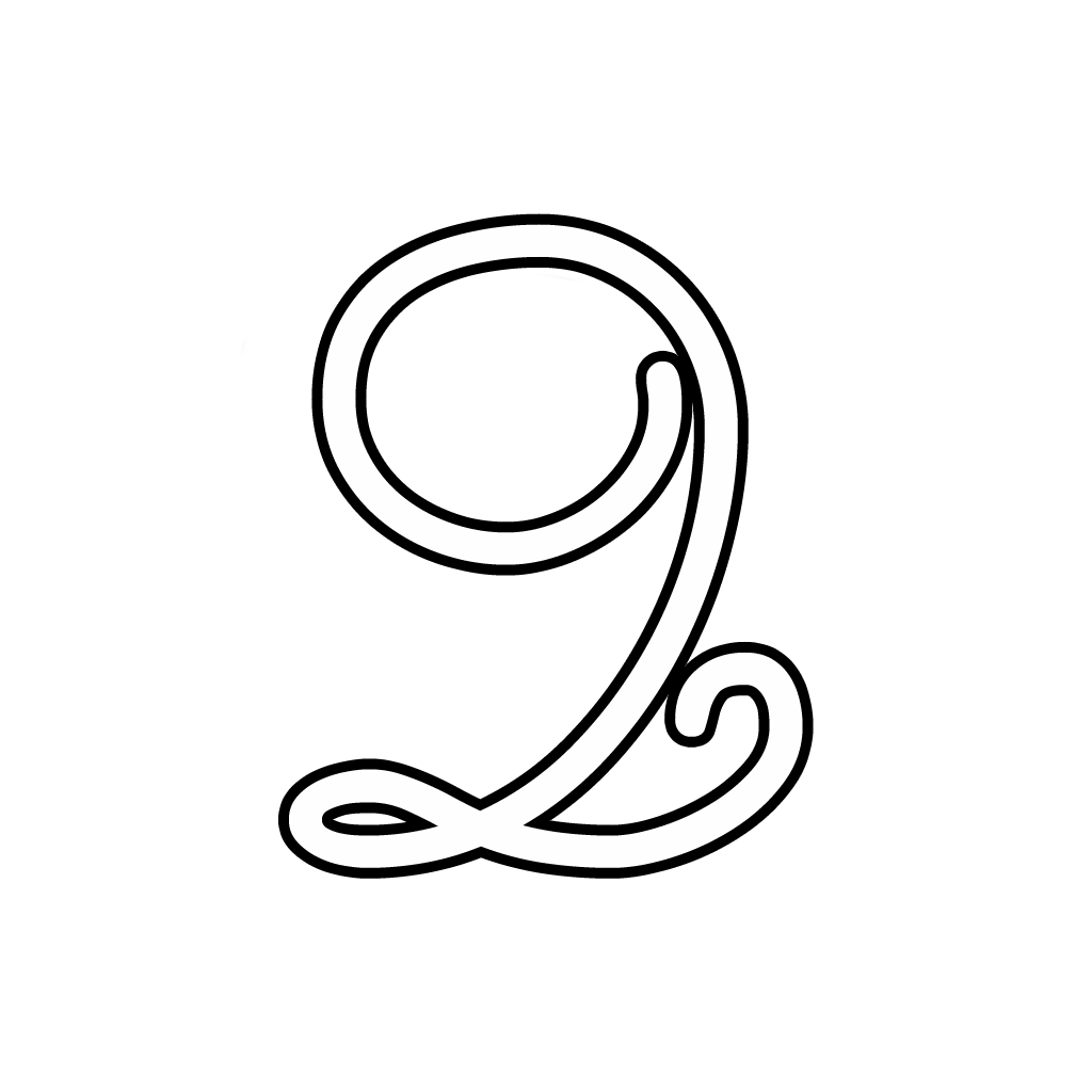 Letters and numbers - Cursive uppercase letter Q