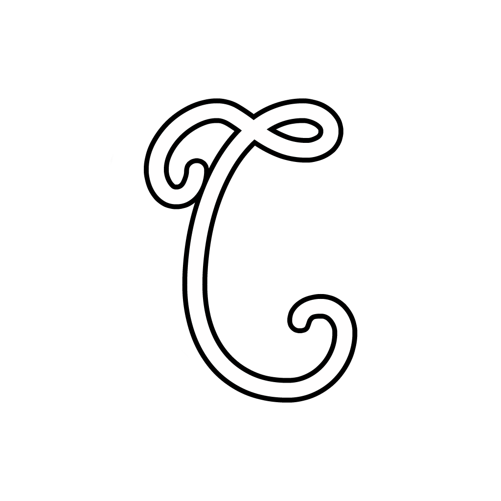 Letters and numbers - Cursive uppercase letter T
