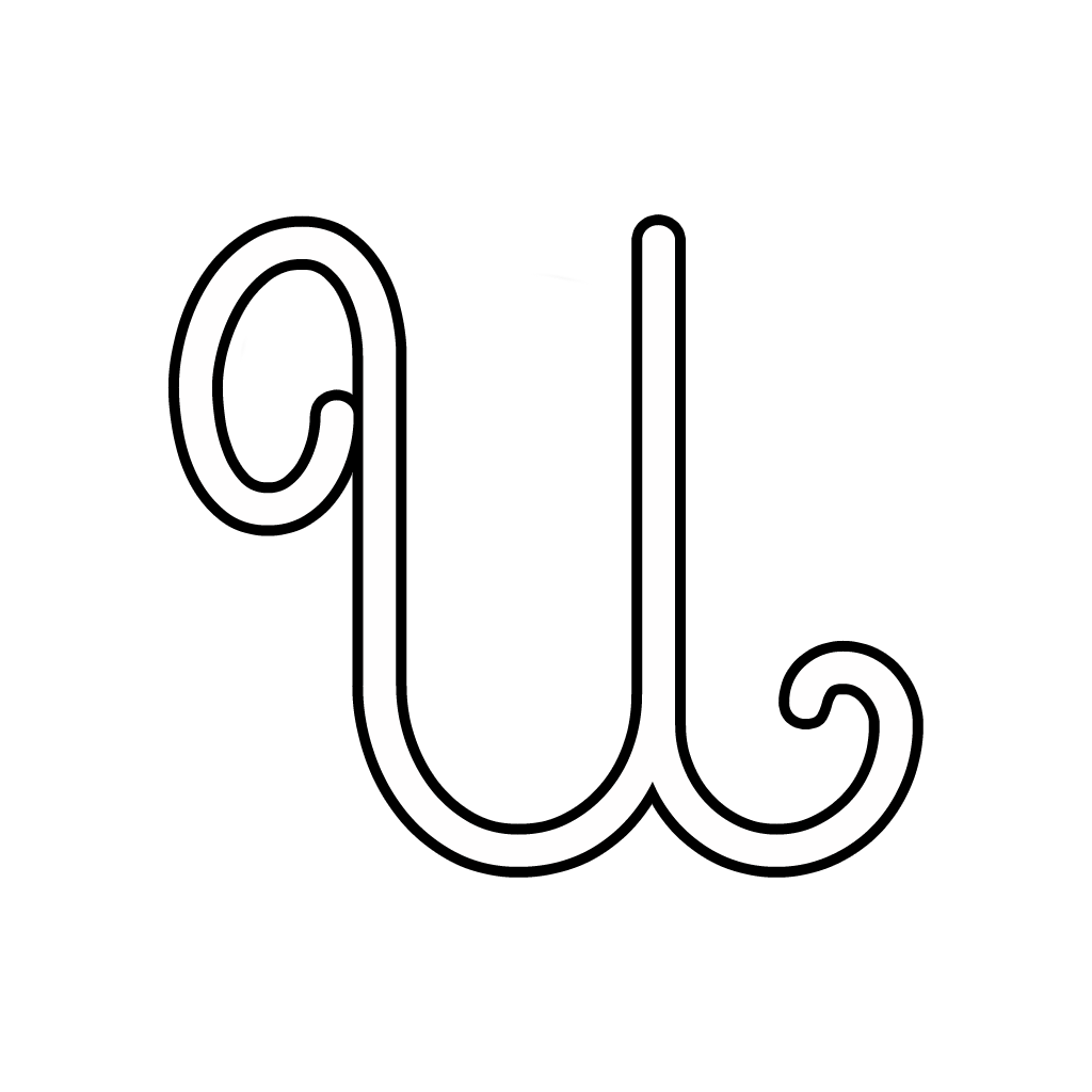 Letters and numbers - Cursive uppercase letter U