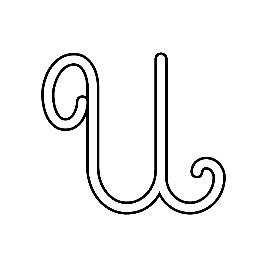 Letters and numbers - letter Cursive U uppercase