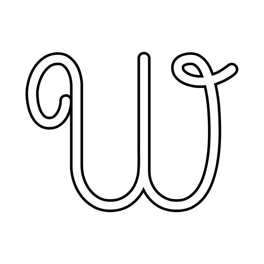 Letters and numbers - Cursive uppercase letter W