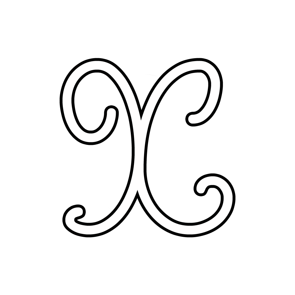 Letters and numbers - Cursive uppercase letter X