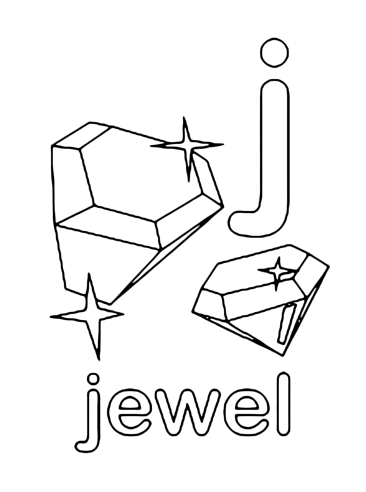 Letters and numbers - j for jewel lowercase letter