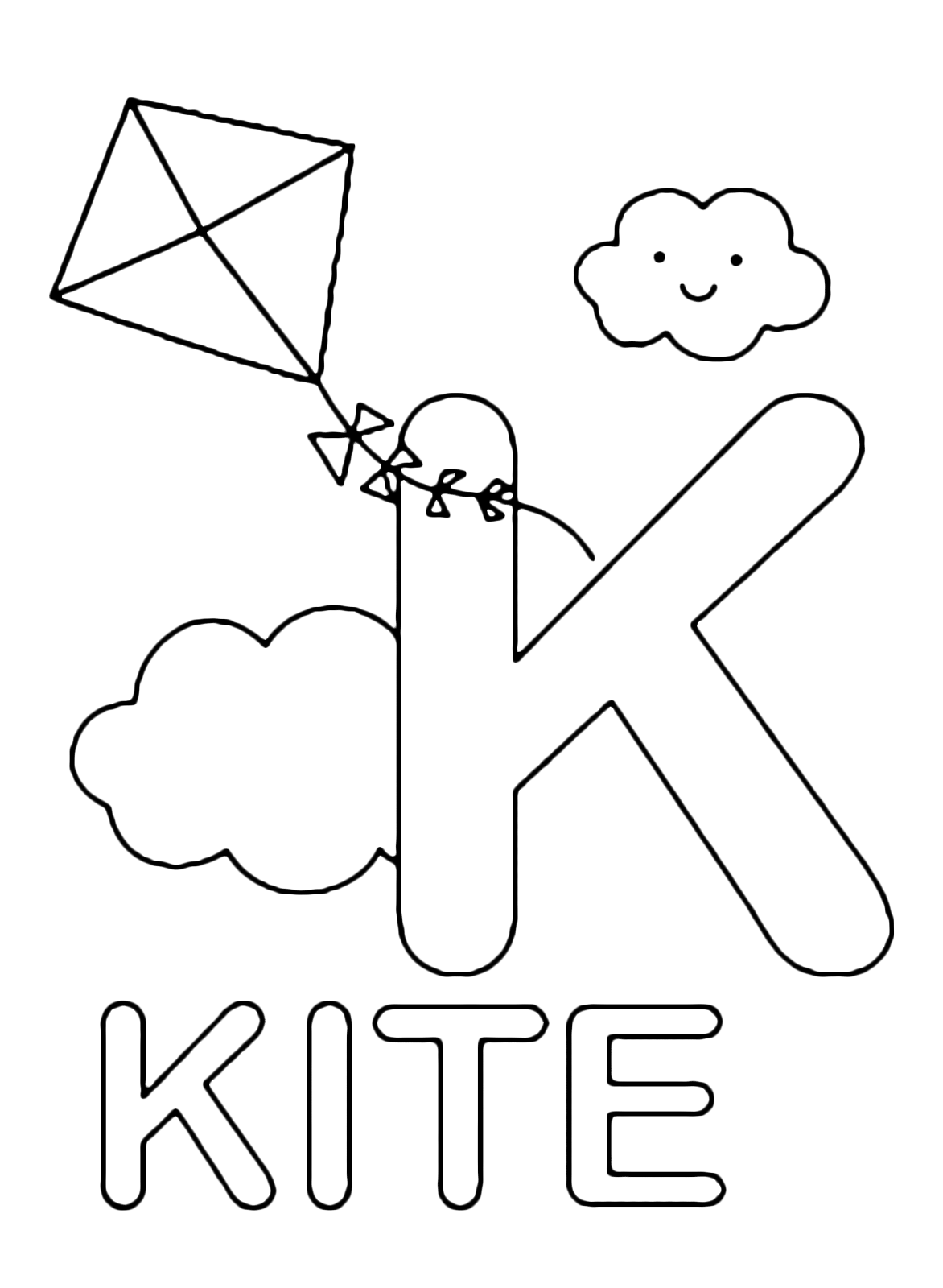 Letters and numbers - K for kite uppercase letter