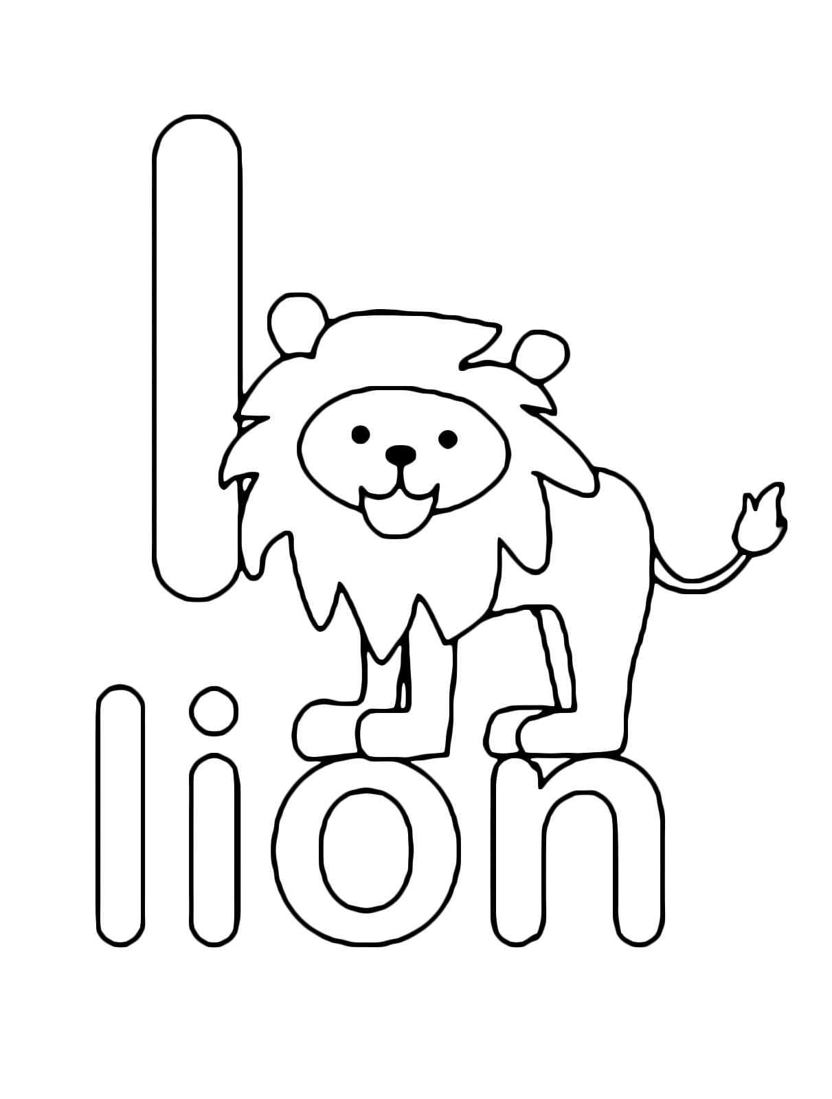 Letters and numbers - l for lion lowercase letter