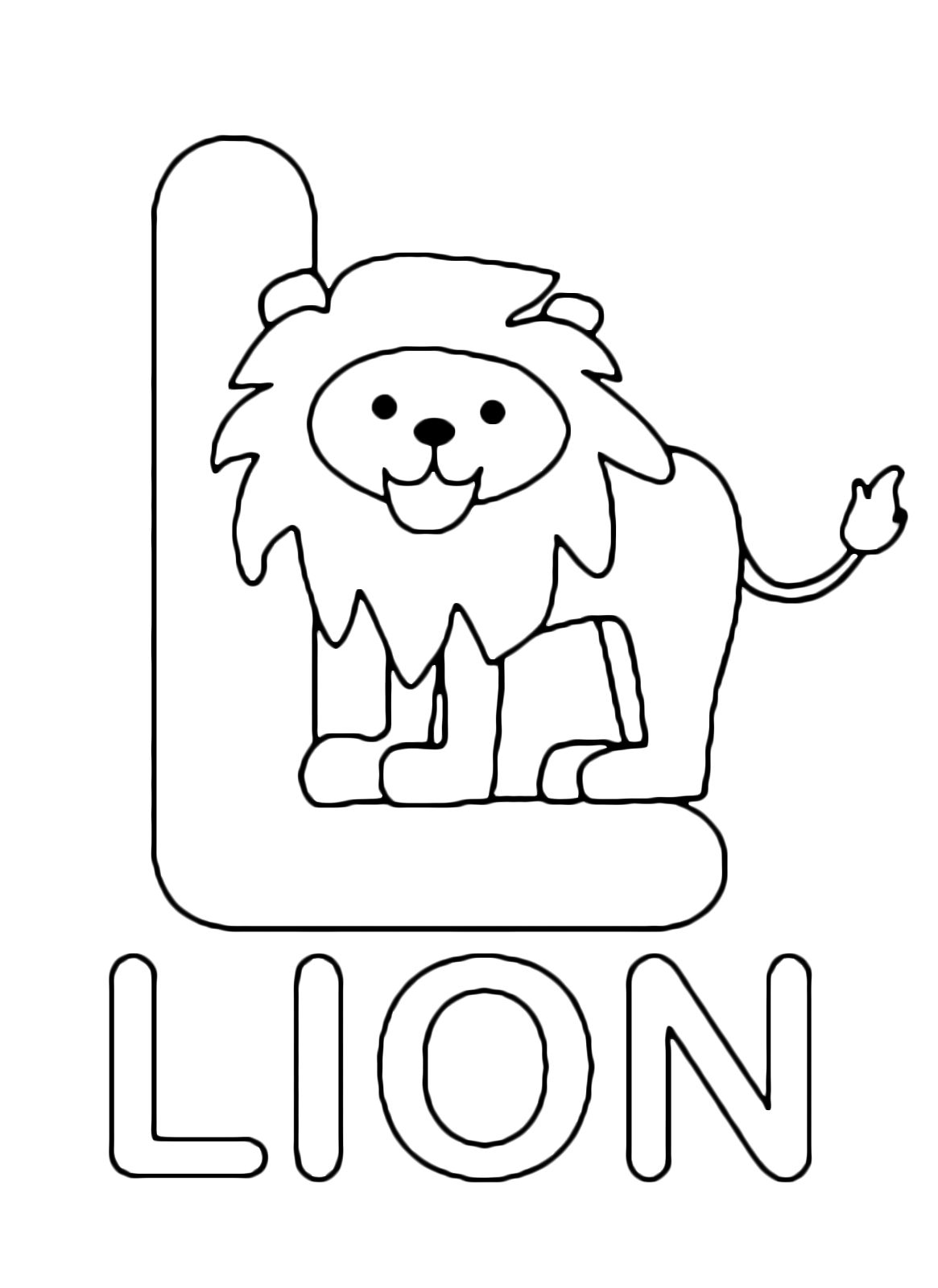 Letters and numbers - L for lion uppercase letter