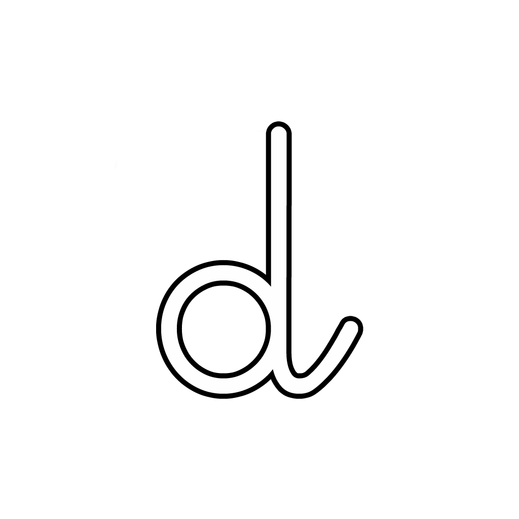 Letters and numbers - Letter d lowercase cursive