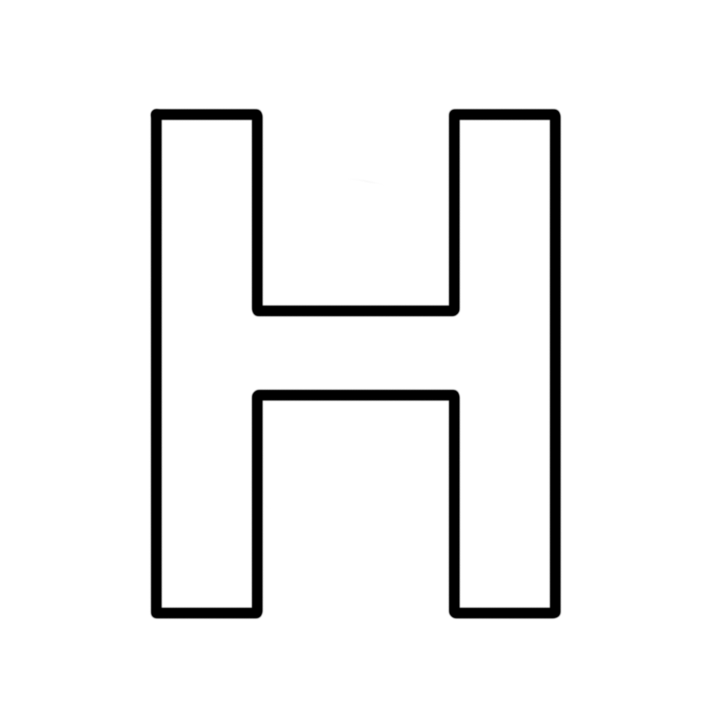 Letters and numbers - Letter h block capitals